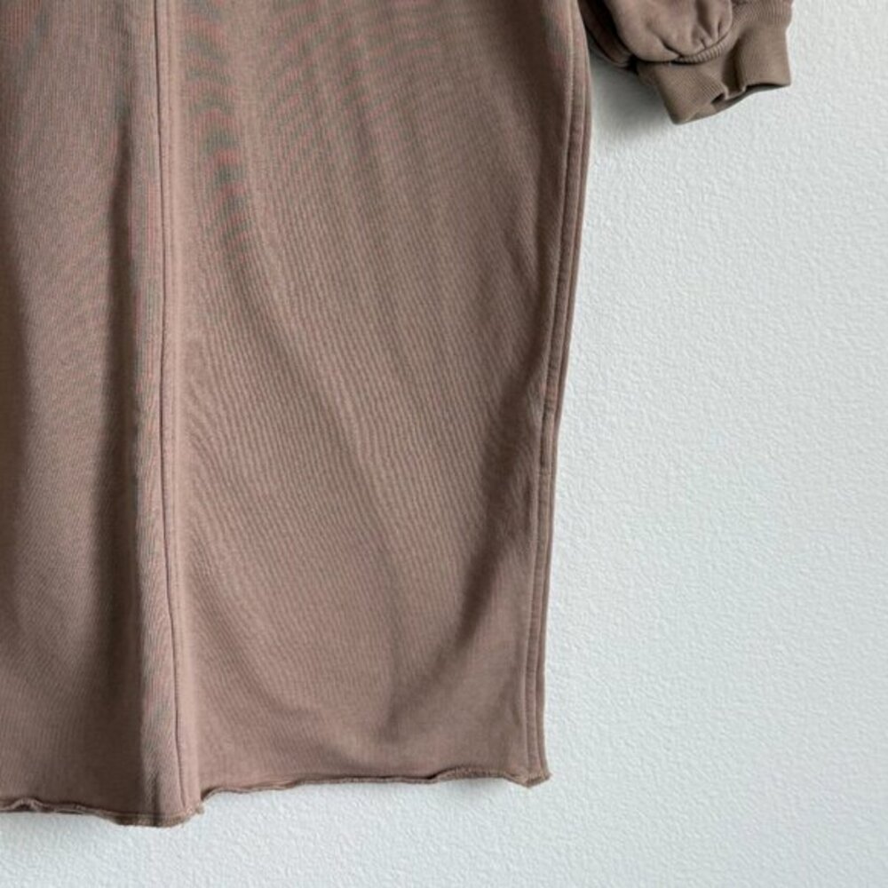 Everlane Brown Organic Cotton Puff Sleeve Sweatshirt Dress XXS Minimalist Cozy - Picture 4 of 6